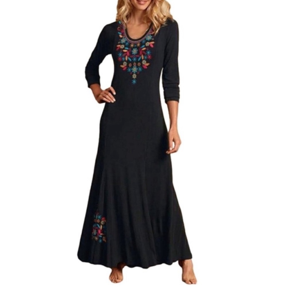 Soft Surroundings Embroidered Maxi Dress